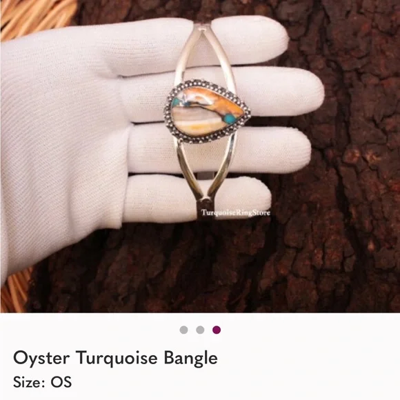 Silver and Turquoise Bangle - Picture 3 of 3